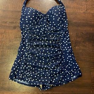 Retro swimsuit Merona dots navy
